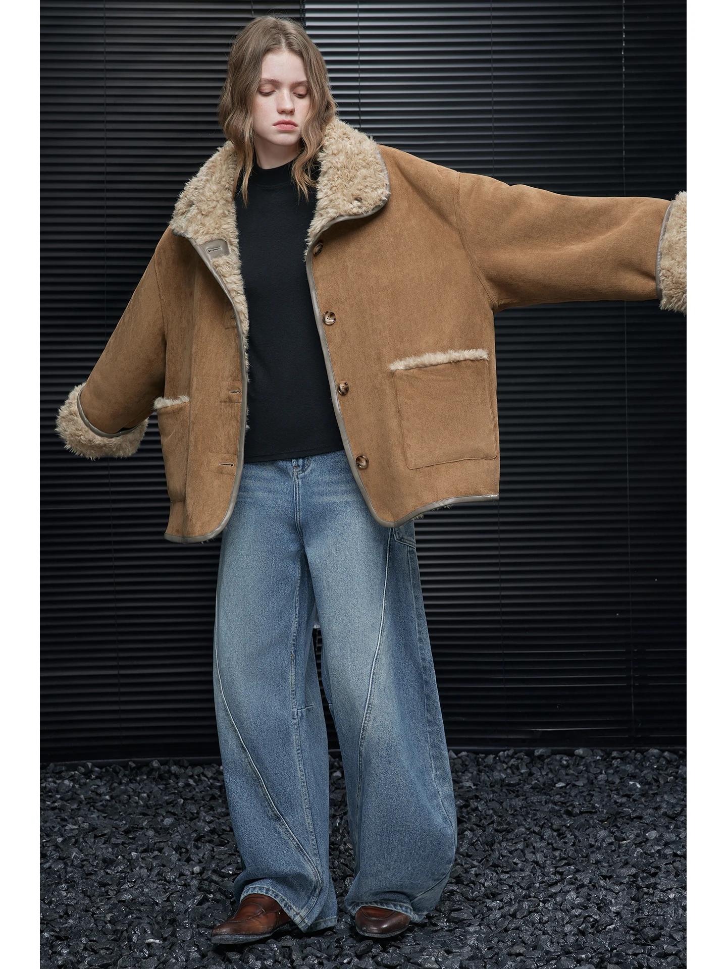 

Women's Double-Sided Wear Fur And Leather Inteated Loose Fit Collar Coat Street Sle Faion ular New Arrival Winter 2025