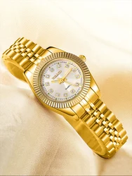 1pc Simple Leisure Business Women's Steel Belt Quartz Watch