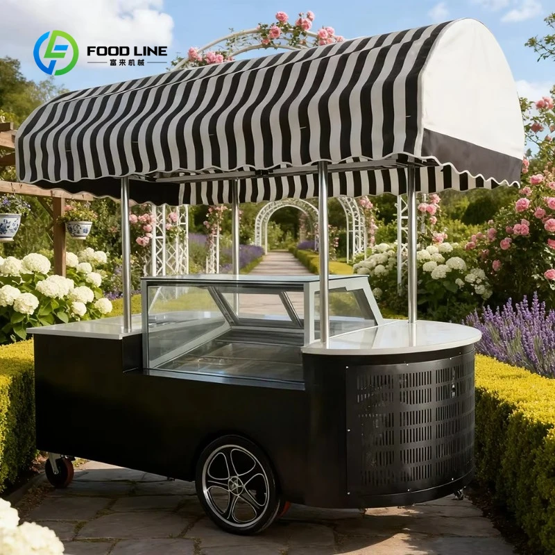 Customized 2026 UK Commercial Ice Cream Cart - Freezer Equipped Mobile Tricycle for Italian & Mexican Ice Cream