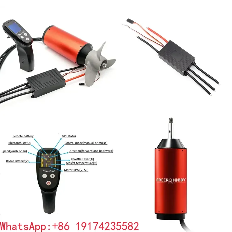 52kg Thrust Efoil Electric Propulsion System IP68 Waterproof 70141 Bldc Motor +75V 180A ESC +LCD GPS RC Remote+CNC Propeller