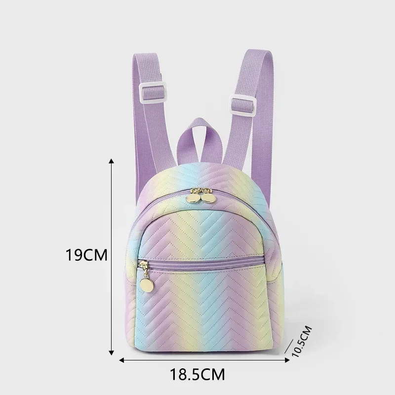 Kids Mini Ombre Backpack for Women Children's Cute Campus PU Bag Trend Embossed Colorful Backpack for Girls