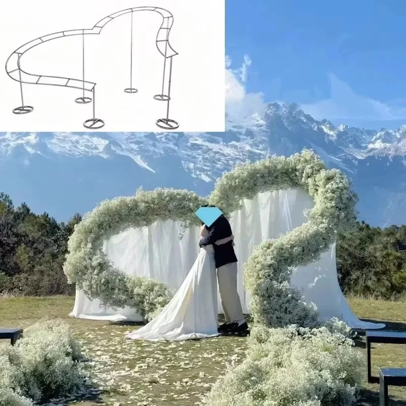 

Irregular Heart-shaped Arch Decorations Artificial Flower Arrangment Rack For Outdoor Party Stages Marriage Background Frame