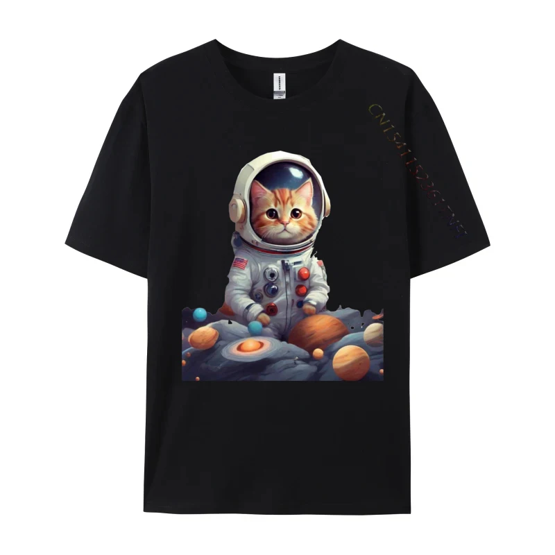 

Space Cat T-Shirt Discount VALENTINE DAY Premium Cotton Tops & Tees Tops Shirts Cat In Space Funny Shirts