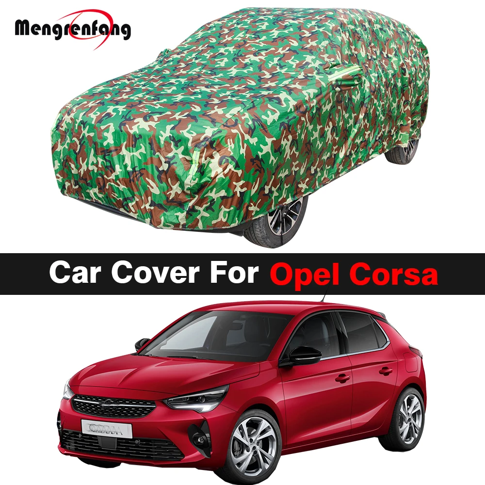 Camouflage Car Cover Waterproof Anti-UV Outdoor Sun Rain Snow Wind Protection Cover For Opel Corsa A B C D E F 1982-2023