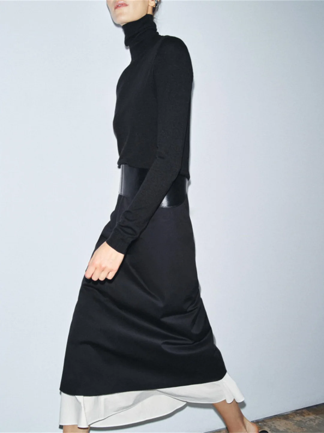 カジュアルなコットン混紡Aラインスカート、ミッドウエスト、パッチワークデザイン、レディースファッション、秋冬新作スカート