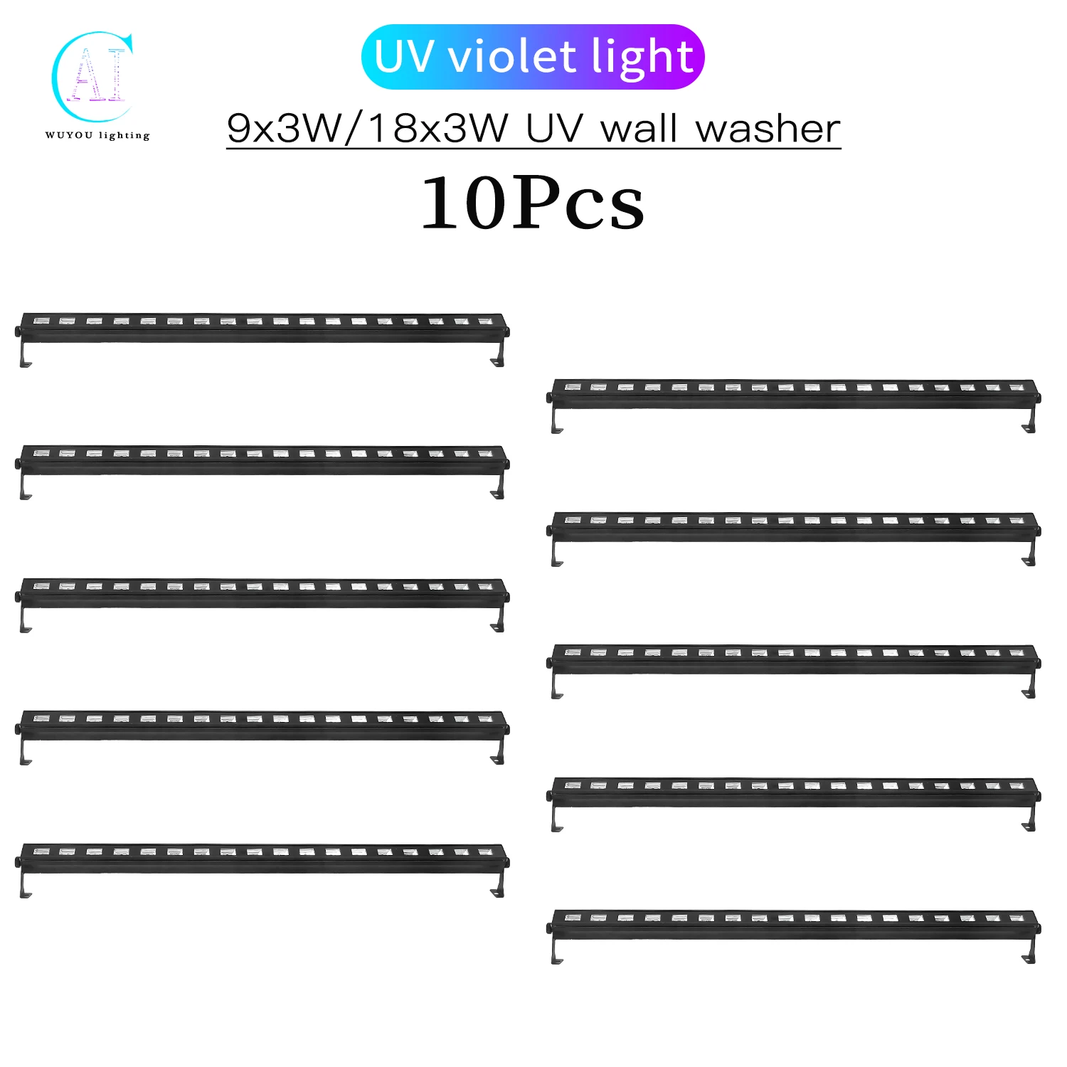10 шт./лот УФ-лампа Светодиодная 9x3 Вт/18x3 Вт длинная настенная лампа сценисветильник свет эффект DJ диско УФ светильник фиолетовый светильник енный светильник