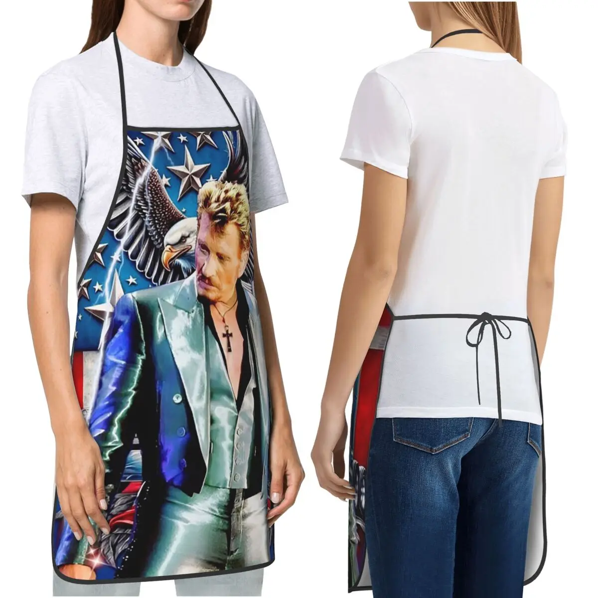 

Фартук French Rock Legend Johnny Hallyday Фартук шеф-повара Кулинария Столер Без рукавов Нагрудник Кухонный сарафан для уборки