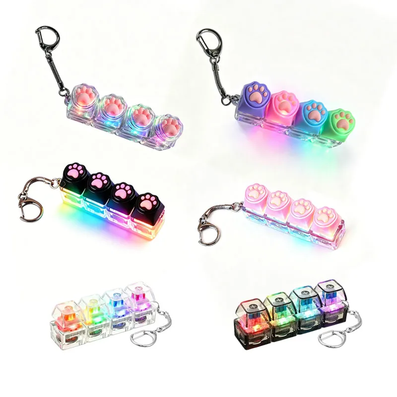 -Clickable Keyboard Keychain LED Light - Stress Anxiety Relief Fidget Toy, Portable Desktop Accessory for Office Decoration Gift view 6