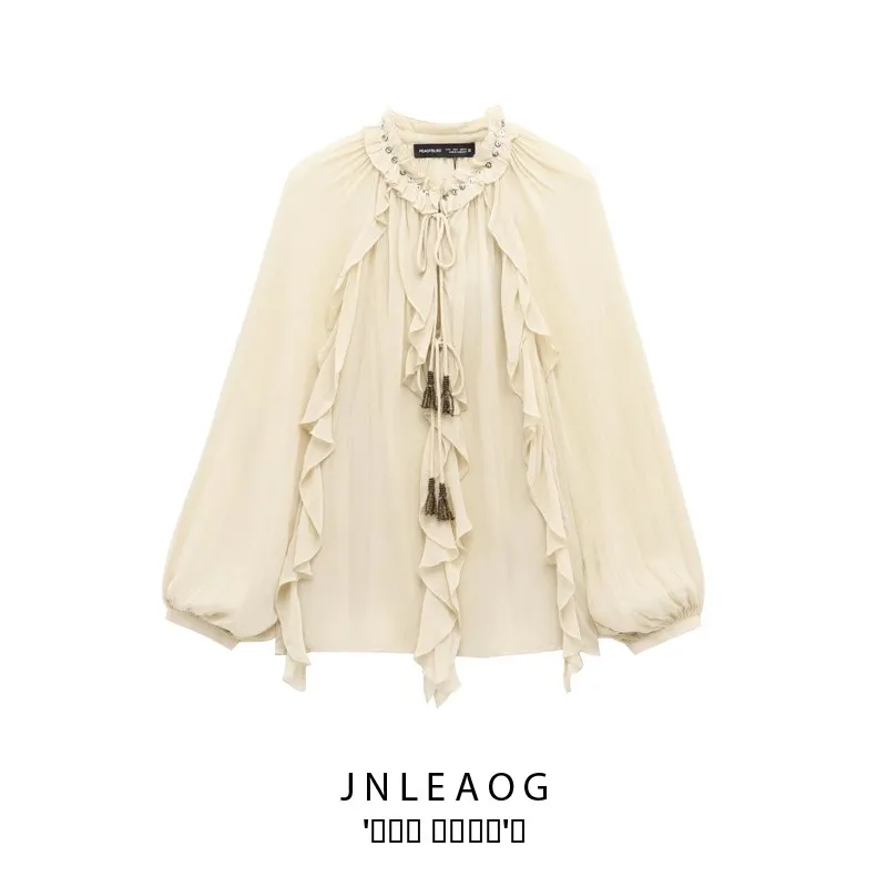 

Romantic Sle Layered Decoration irt Women's Faion JNLEAOG Autumn New Sle Polyester Long Sve irt Not Easy to Deform