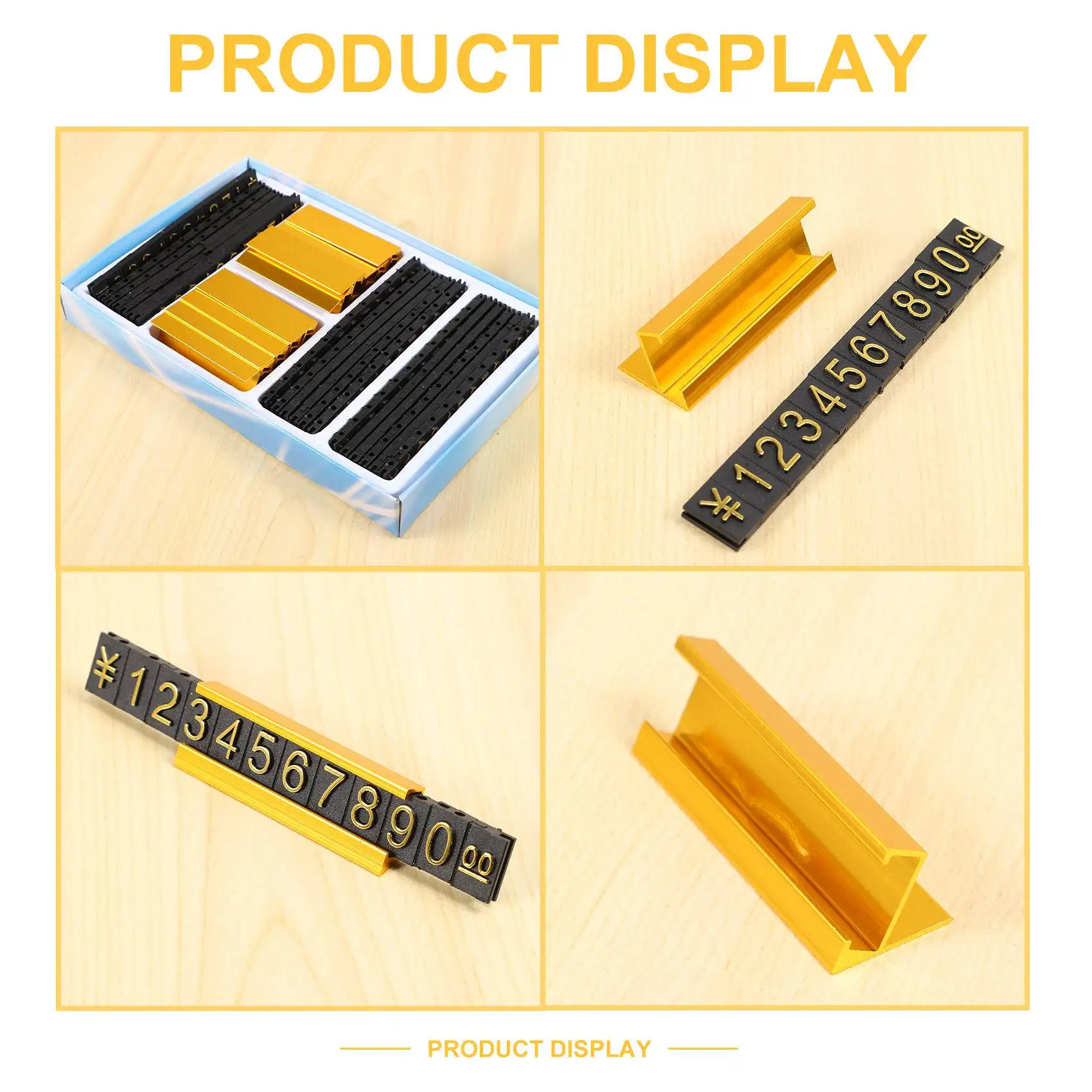 HJBW 19 groups gold-tone metal, Arabic numerals together price tags