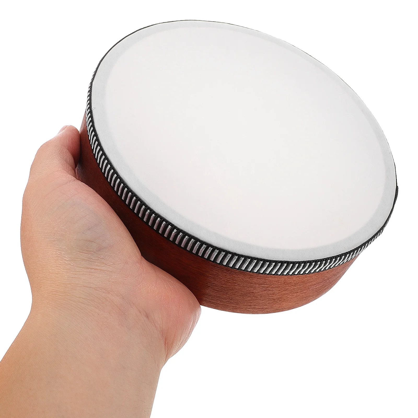 2 قطعة طبلة يدوية خشبية 6 بوصة قرع يدوي الدف قبضة مريحة التعليم المبكر آلة موسيقية بني