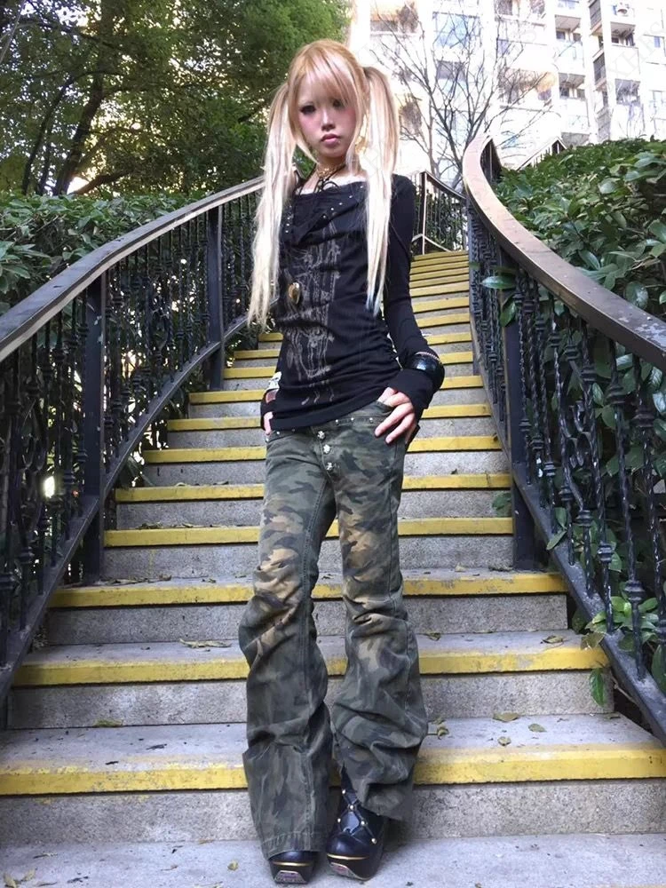 Subcultura punk sexy manga longa camiseta feminina gótico hip hop high street legal menina magro japonês grunge y2k colheita topos camis 90s