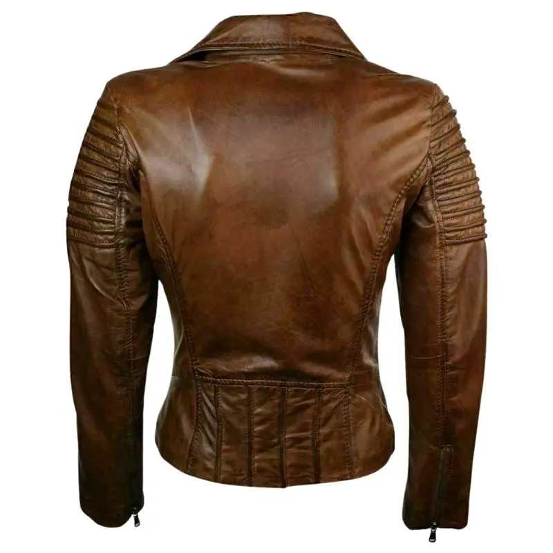 Motorcycle Leather Jacket Slim fit Women's Genuine Biker HOT Jacket Lambskin