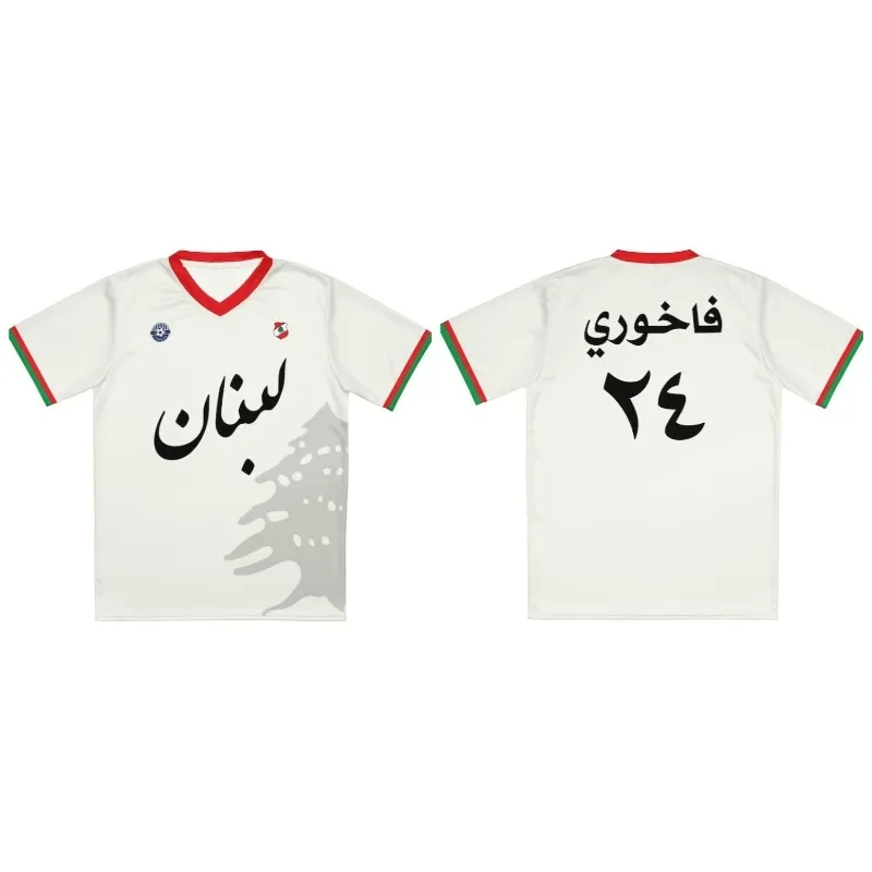 

New Lebanon Football 3D Printed T-Shirt Summer Men's and Women's Fashion Sports Youth Casual Short Sleeve V-Neck T-Shirts Tops