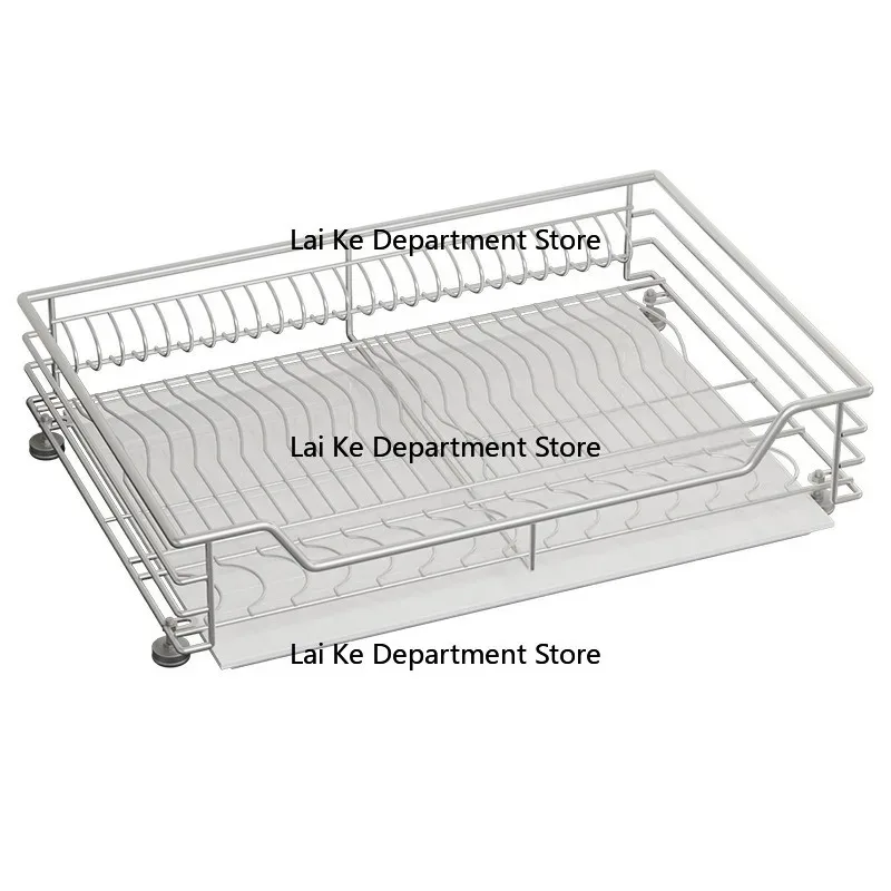 

304 Stainless Steel Pull Out Kitchen Basket With Drip Tray Bowl Plate Storage Rack Cabinet Drawer Countertop Organizer