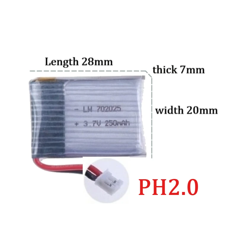3.7V 250mAh 20C High Rate Polymer Lithium Battery Built-in Protection Version for Drone Model Airplane Aircraft Batteries