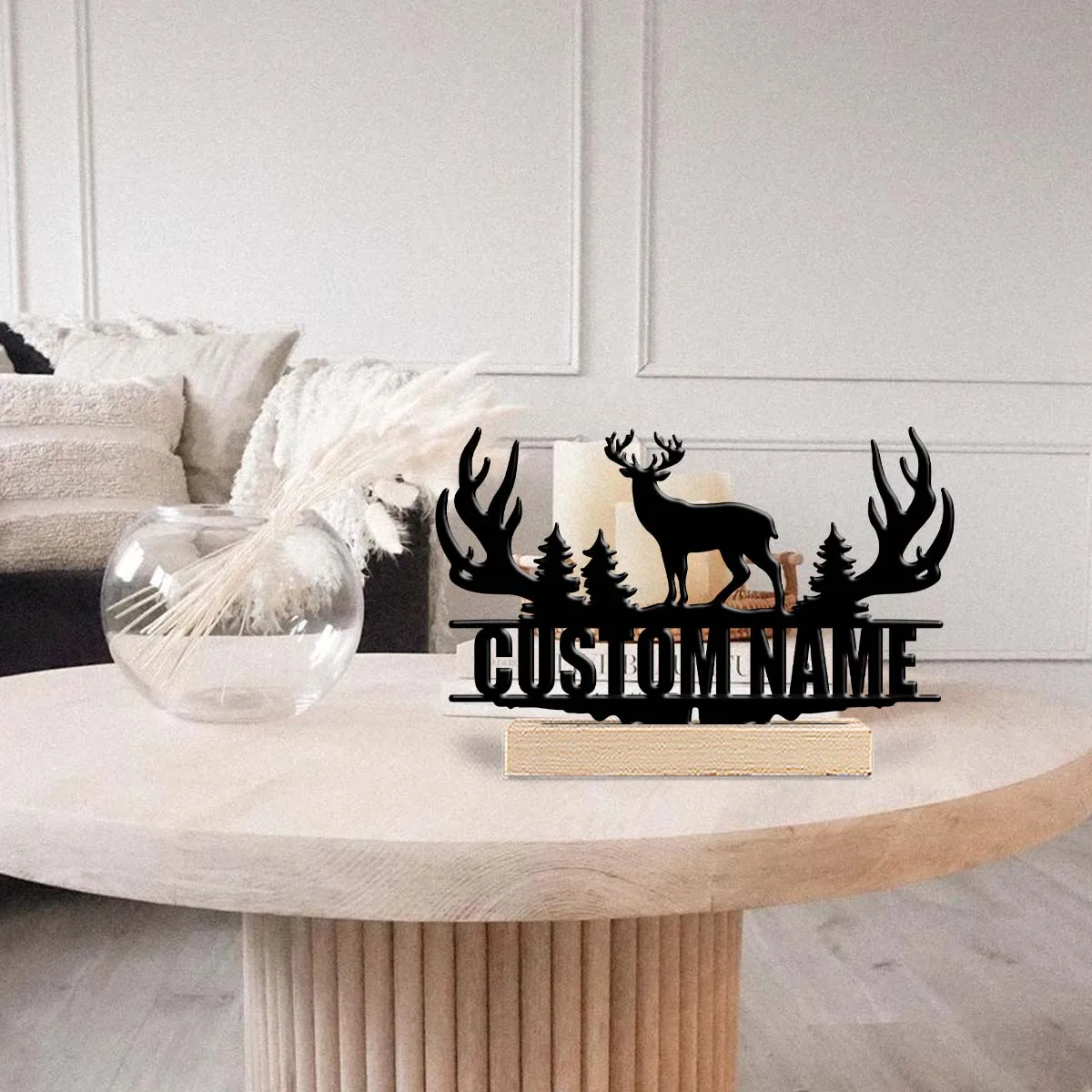 1pc Interesting Desktop Metal Statues Custom Content With Wooden Base New Home Gift for Friends,Decorative Ornaments
