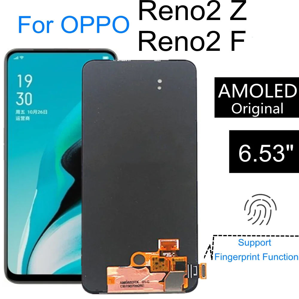 6.53  AMOLED For OPPO Reno2 Z Reno 2Z LCD Display Touch Screen Assembly Replacement For OPPO K3 Reno2 F LCD