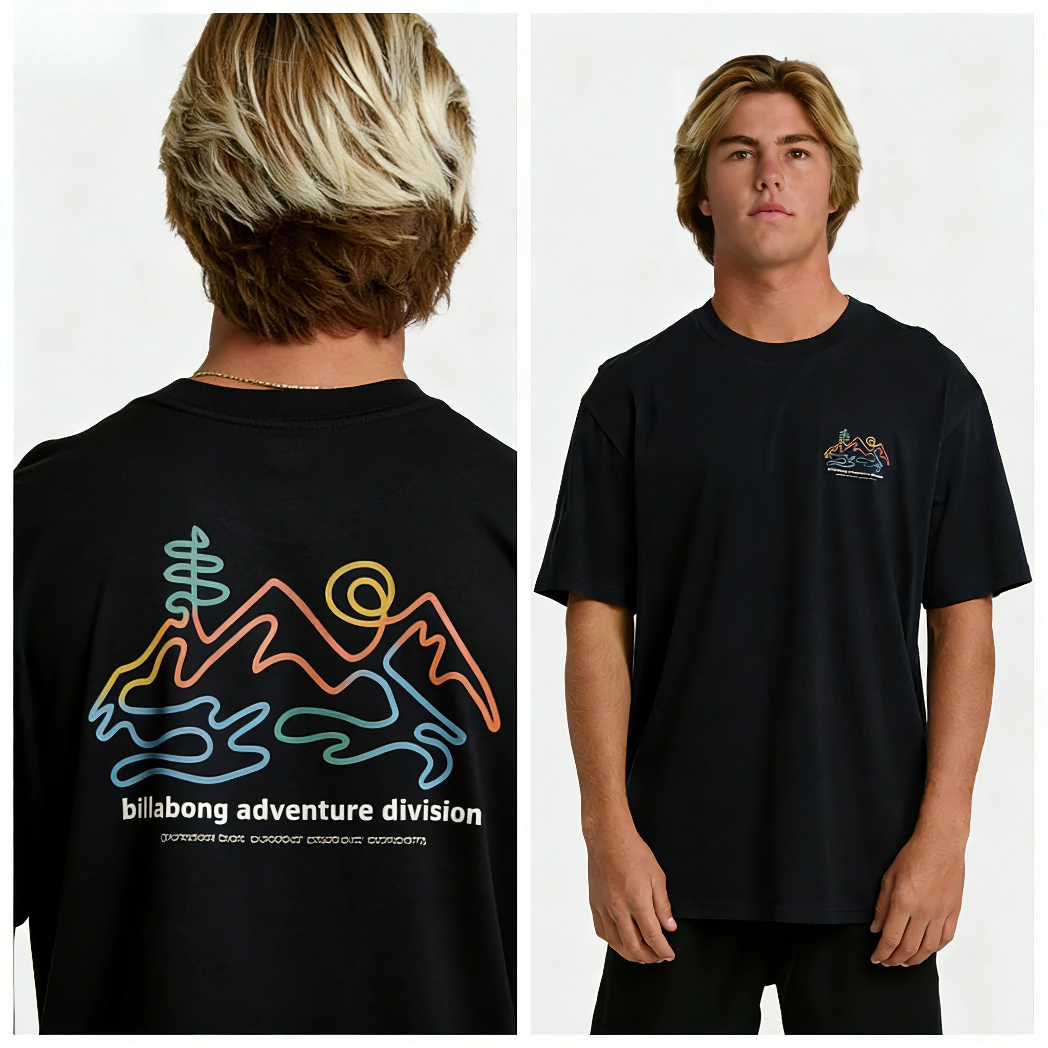 Camiseta Premium de Manga Curta Range Adiv - Billabong 2026 Verão Moda Luxuosa Masculina e Feminina em Algodão Estilo Y2K