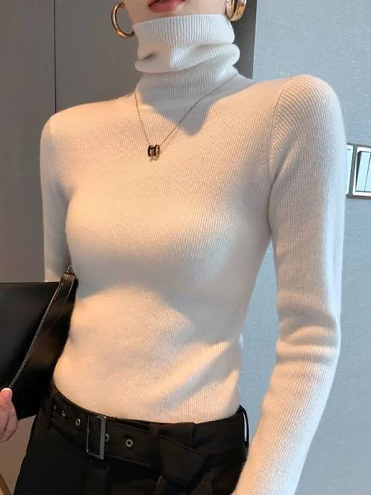 

Autumn Winter Long Sleeve Turtleneck Pullovers Korea Women Sweater Warm Bottoming Korean Fashion Sweater Knitwear Soft Jumpers