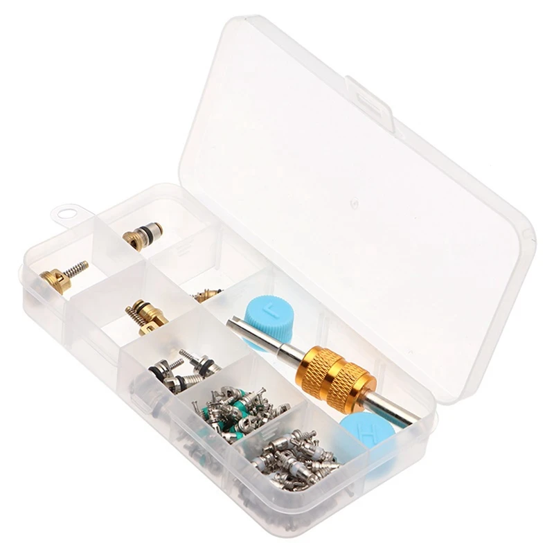 63PCS Boxed Car Air Conditioning Parts Valve Refrigeration Valve Core Household Valve Needle + Valve Cap