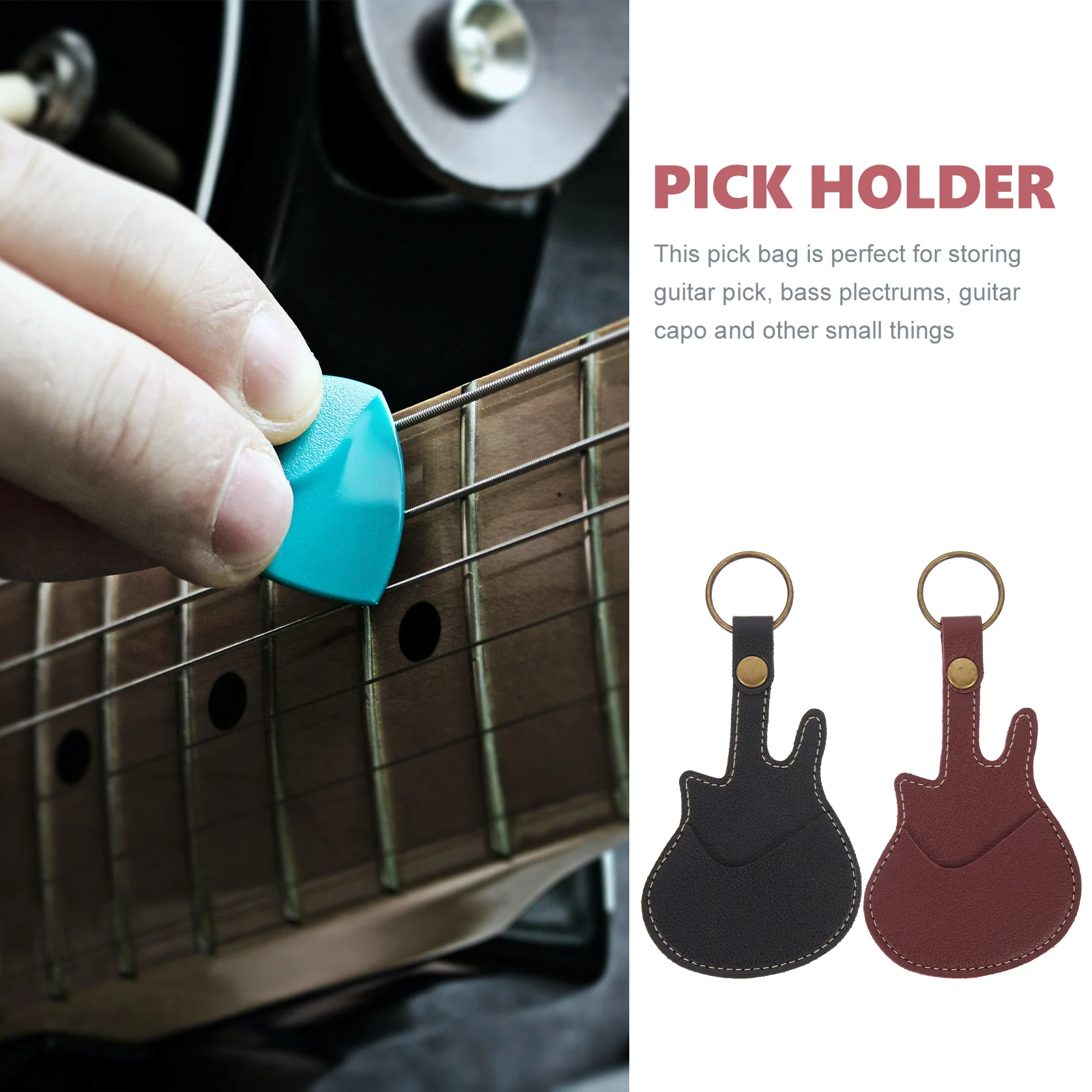 

2 Pcs Pick Storage Bag Guitar Holders Case Large Capacity Display Picks Shaped Capo