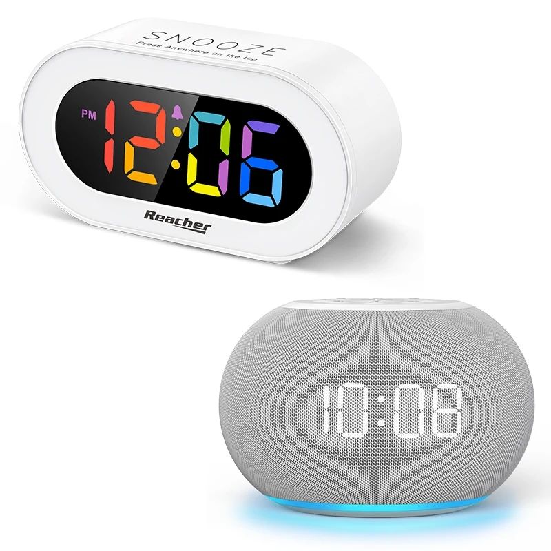 

Alarm Clock USB Charger Dimmable Rainbow LED Digital And R3L Smart Brightness Alarm Clock Sound Machine 20 Soothing Sound