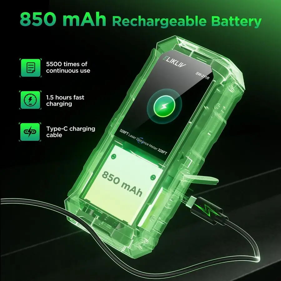 أداة قياس ليزر مزدوجة مع حامل ثلاثي القوائم، مقياس مسافات ليزر ثنائي 656FT 200M، قياس ليزر قابل لإعادة الشحن بدقة 13 بوصة #4