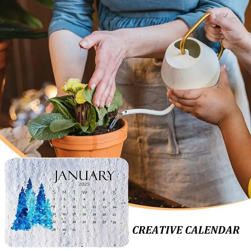 2025 Plantable Seed Calendar 12 Months Home Calendar Daily Planner Calendar Degradable Germinating Seed Paper Calendar