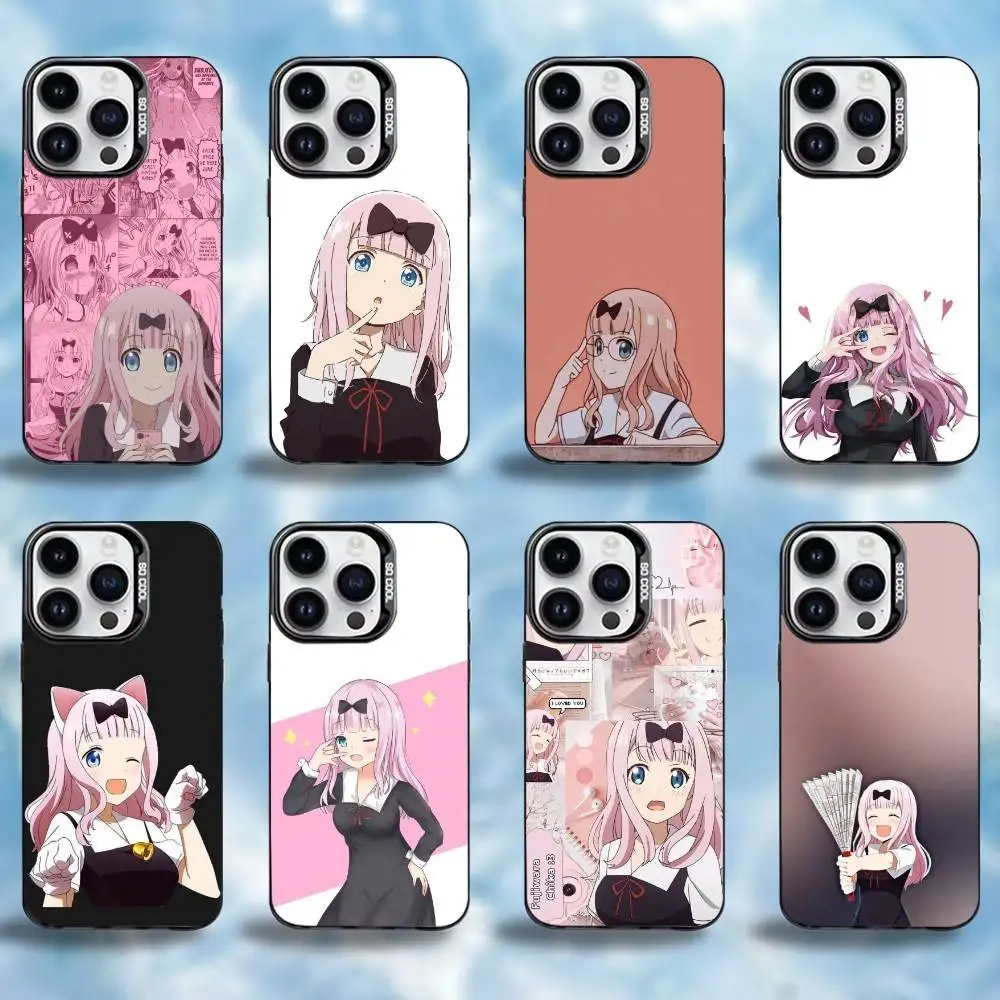 

Kaguya-sama LoveIsWar Phone Case For iPhone17,16,15,14,13,12,Pro Max Black Colored Silver Plated Inside Cover