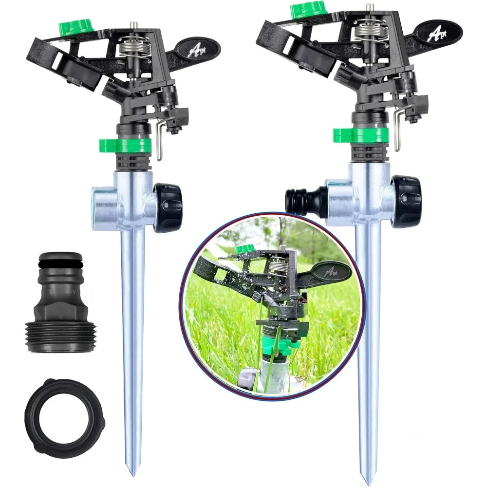 

pulsating impact sprinklers for yard, lawn & garden, 80 to 5800 ft. sq. adjustable spray (2pcs)
