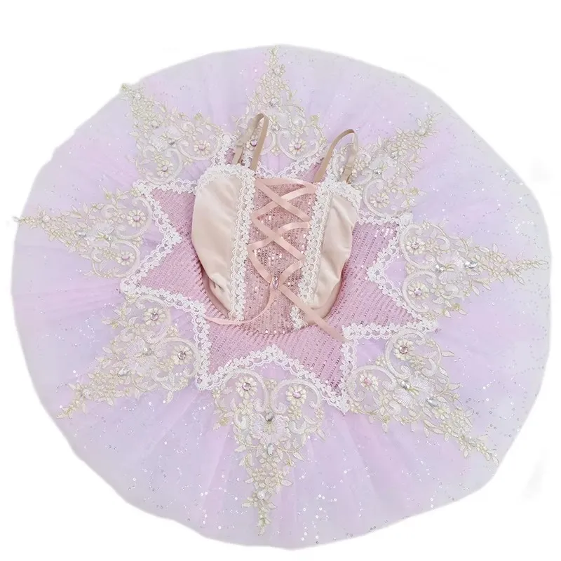 ชุดกระโปรงบัลเลต์สีขาวสำหรับเด็กผู้หญิง ลายหงษ์หงอนขาว ชุดบัลเลต์สำหรับการแสดงเต้นรำ ชุดเต้นรำสำหรับการแสดง