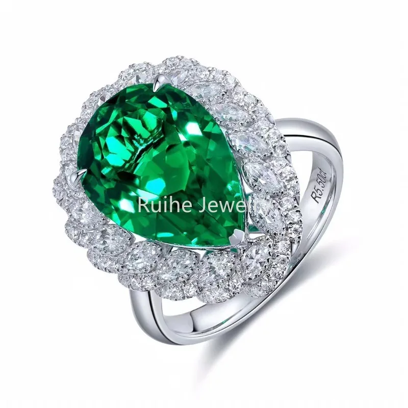 

Ruihe Customeized 9kGold Lab Growm Emerald about 5.5Ct Couple Ring Fashion Jewelry for Women Engagementring Present Personalized