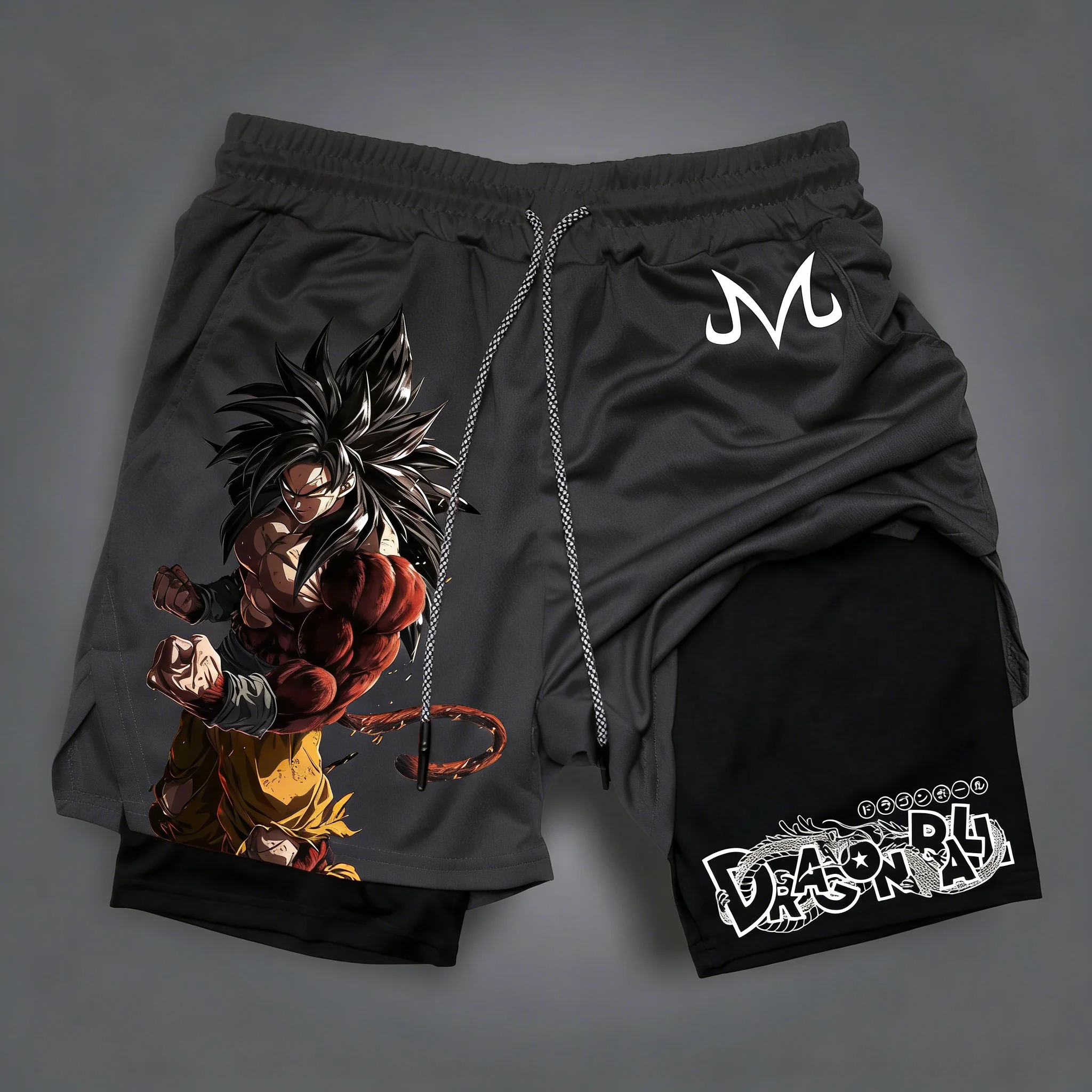 Dragon Ball Anime Super Saiyan 4 Printed Double Layer Shorts 2026 Men's Summer Boxing Quick Drying Breathable Sports Shorts