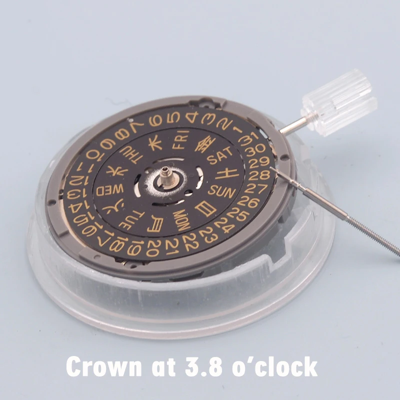 Customized NH36 NH36A Kanji Movement Crown at 3.0/3.8 oclock Watch Machinery Automatic Gold Date Dial Watch Repair Movement