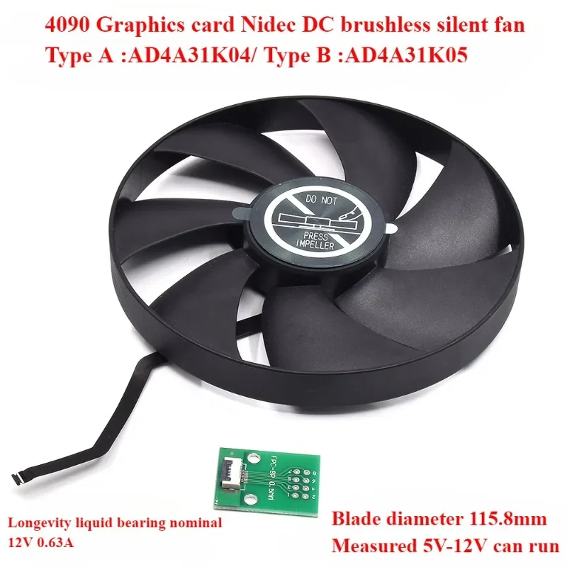 RTX4080 4090 Public graphics card fan AD4A31K04/05 Nidec DC brushless silent fan