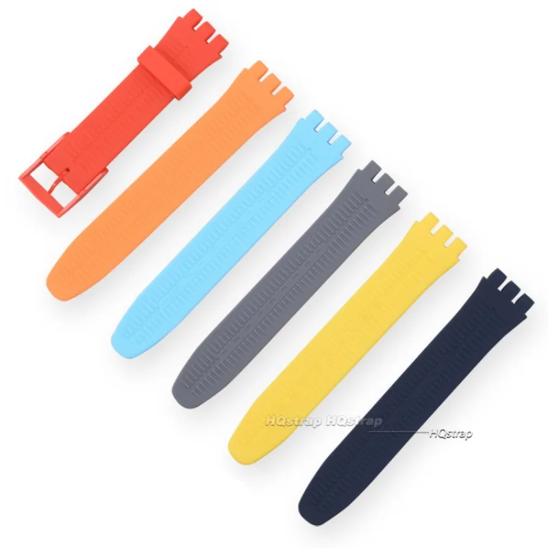 17mm 19mm Silicone Straps for Swatch Replacement Bracelet Rubber Wristband Waterproof Watch Band Colorful Watches Accessories