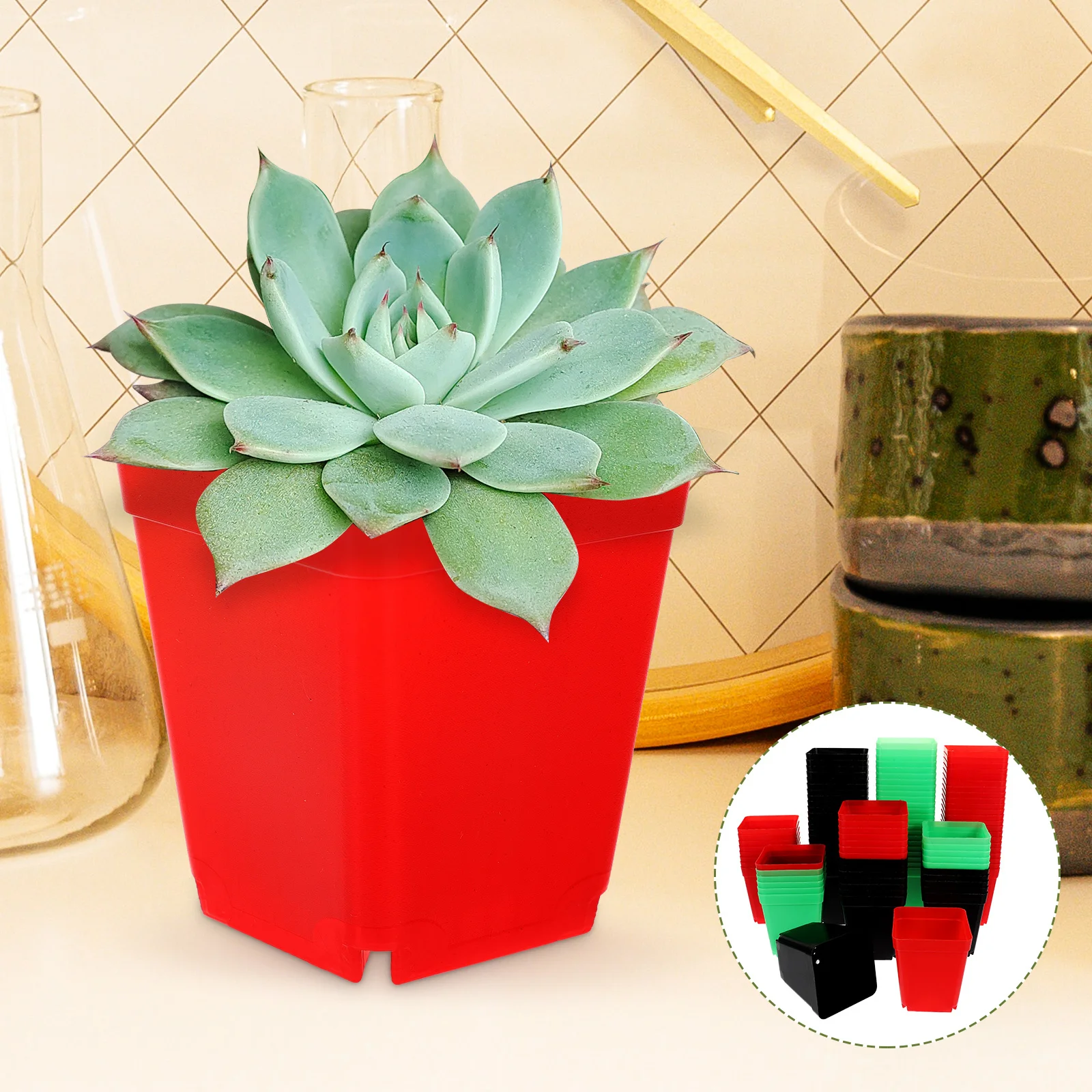 

120Pcs Frosted Small Flower Pots Plastic Planter for Succulent Cactus Desktop Bonsai Mini Plant Pots Plastic Planter
