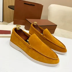 2024 Loafers New Spring and Autumn Suede Leather Flat Genuine Leather Men Walking Shoes Lazy Soft Bottom Casual Shoes big size