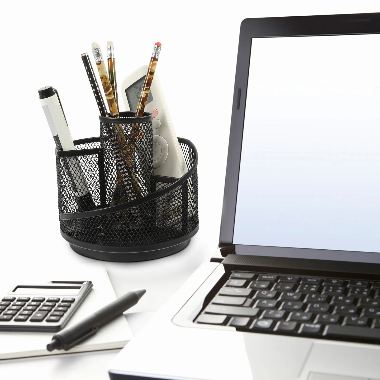 

Round Rotating Pen Holder Iron Desktop Organizer For Office School Stationery Storage Multi-Function Pencil Container