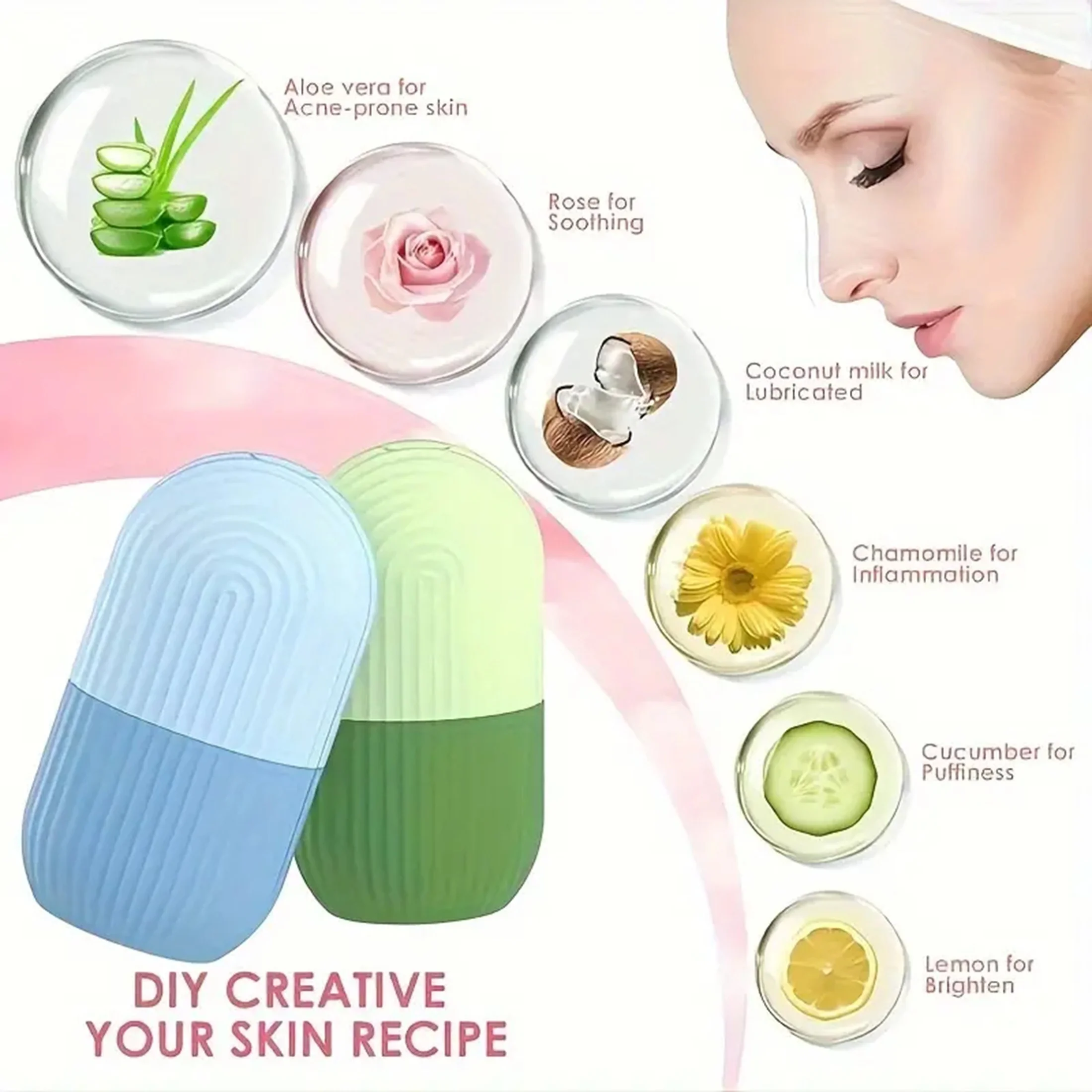 1PC beauty massage with facial ice grid, facial ice application with facial ice mold, easy to clean image 4