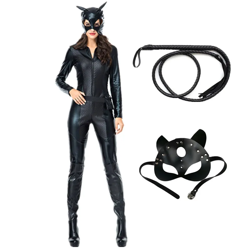 

Sexy Cat Women Costume Whip Cat Mask Suit for Halloween Party Cosplay Sexy Erotic Jumpsuit Woman Slave Stage Performance Outfits