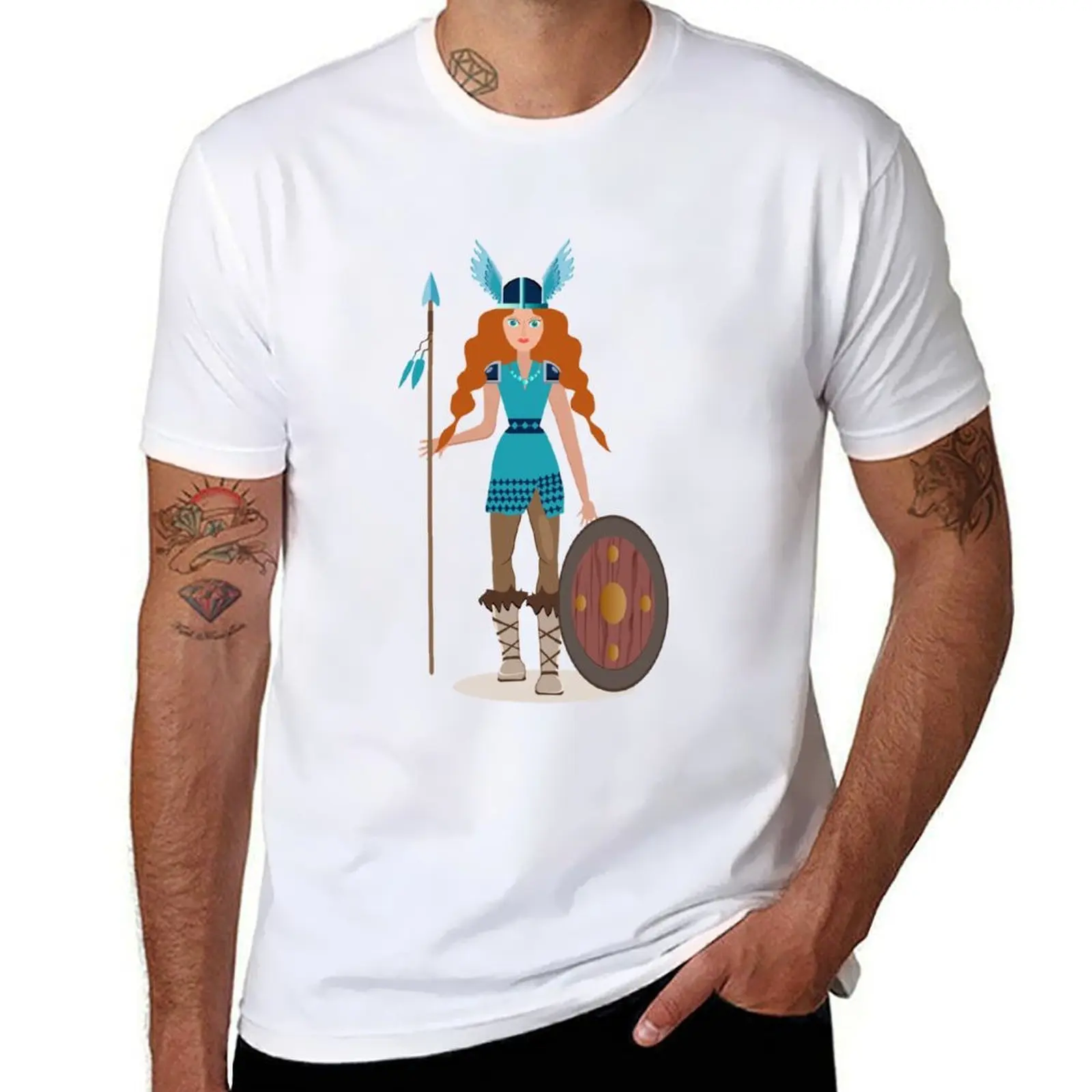 

Viking cartoon characters. Valkyrie. T-Shirt man graphic t shirt t shirts for man pack cotton T-Shirt