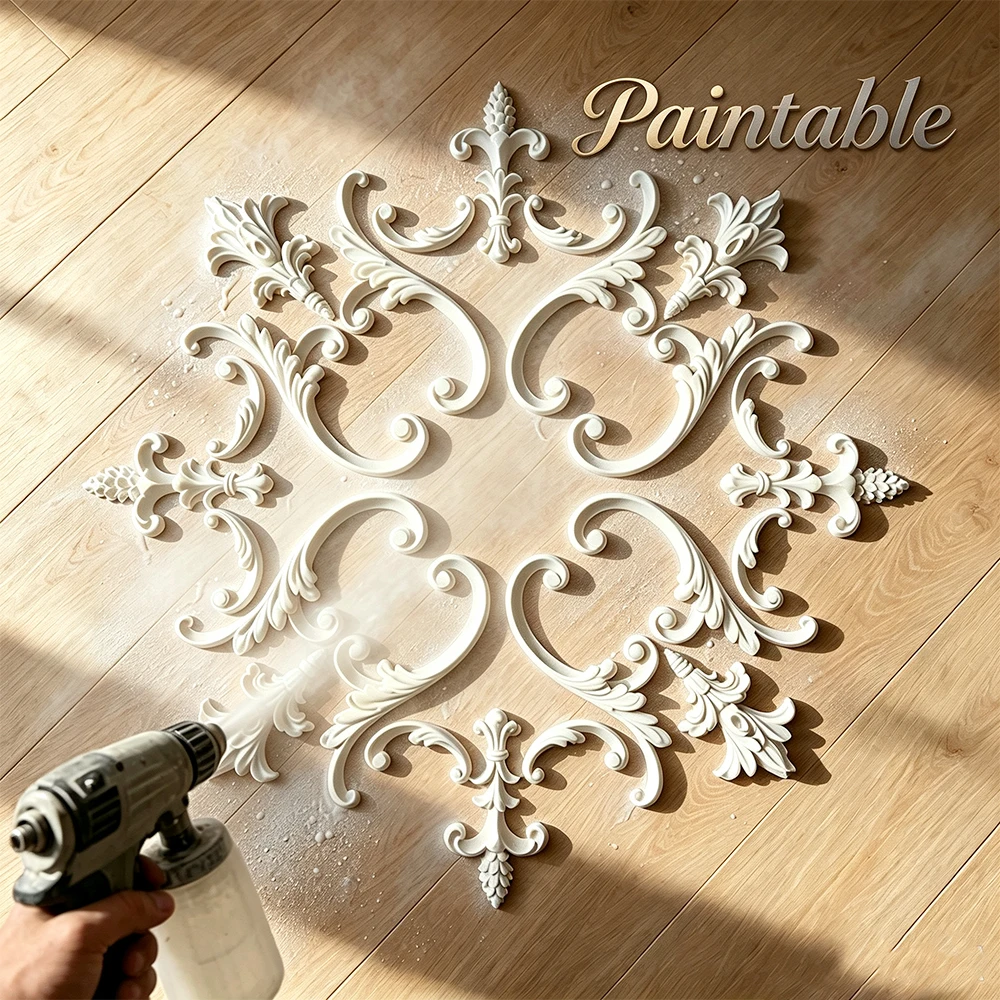 Segmented French PU Ceiling Medallion, Lightweight Ceiling Rose Decor, Paintable Ceiling Ornament for Chandelier and Ceiling Fan