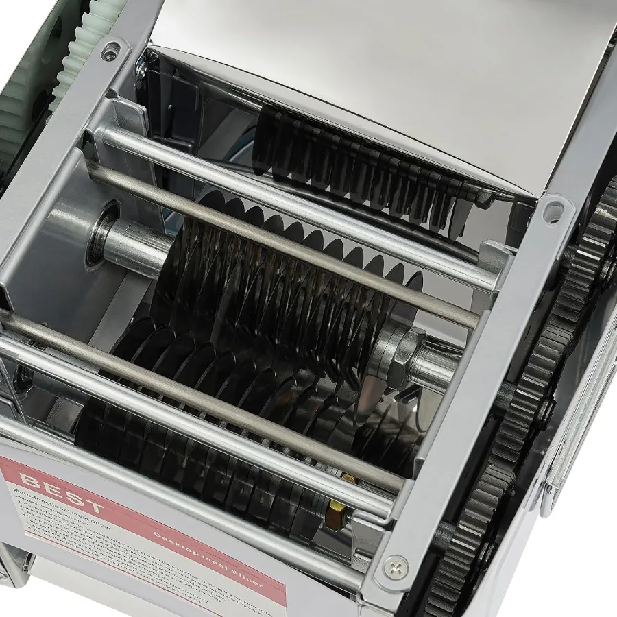 ماكينة تقطيع اللحوم الكهربائية بقدرة 850 وات مع شفرة من الفولاذ المقاوم للصدأ للاستخدام التجاري في تقطيع اللحوم والخضروات سميكة قابلة للتعديل