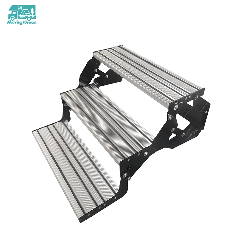 

JDA Aluminum Alloy Drop Down Folding Manual RV Three Steps Stairs For Camper RV Motorhome Trailers Caravan