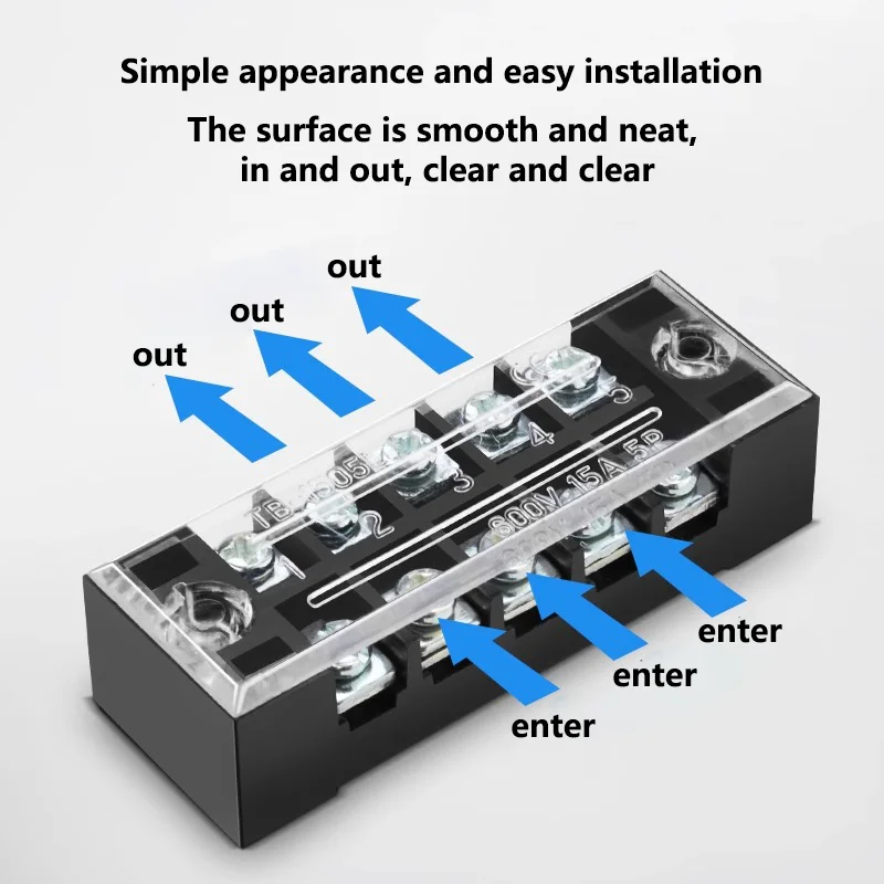 10PCS Dual Row Strip Screw Terminal Block Fixed Wiring Board wire connector TB-1503/TB-1506 15A TB-2503/TB2506 600V 15A