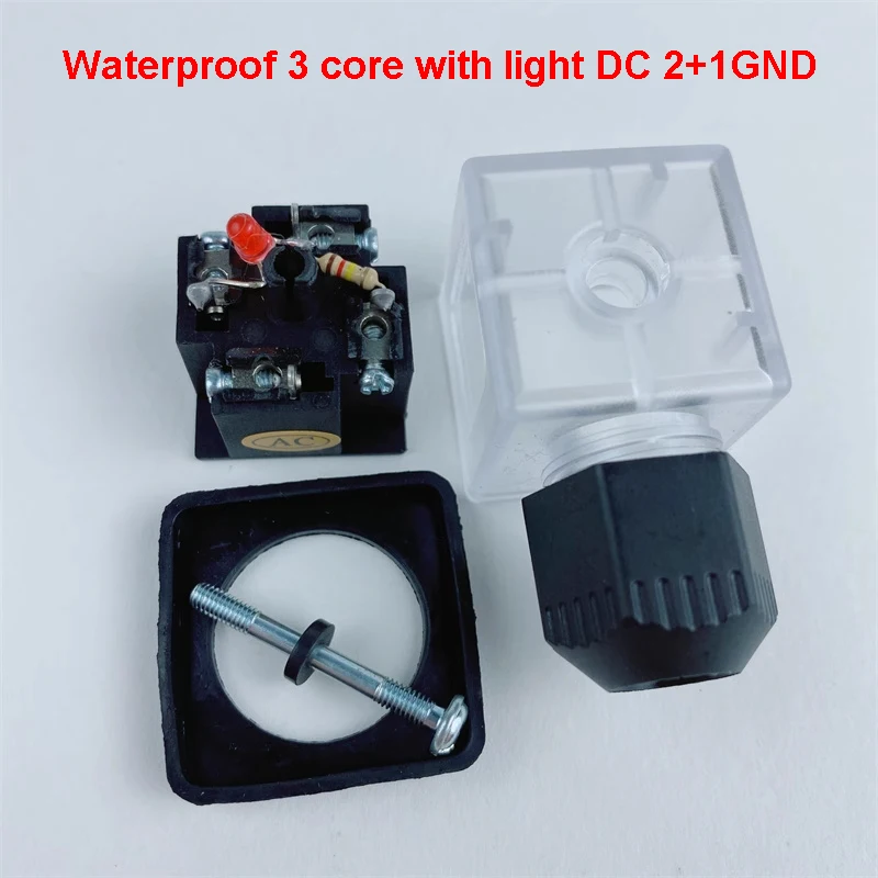 DIN43650A Hydraulic Solenoid Pulse Valve Coil Junction Box Plug Waterproof 3-core 4-core LED with Light DC AC - Image 5