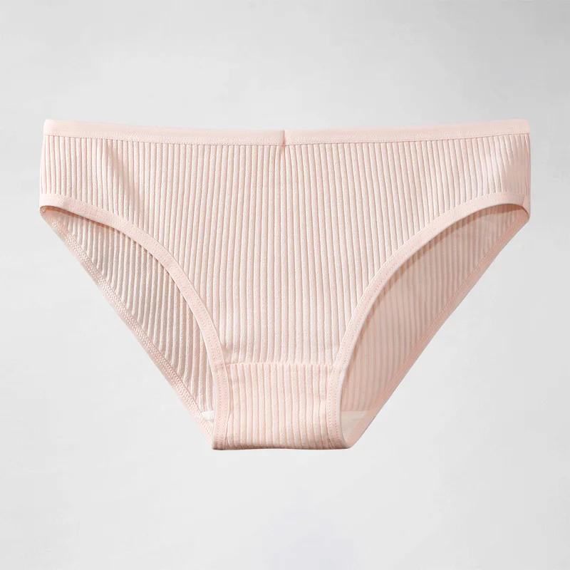 Ropa Interior de Algodón Puro para Mujer, Cómoda y Transpirable, Calzones a Rayas 100% Algodón, Estilo Simple de Cintura Media para