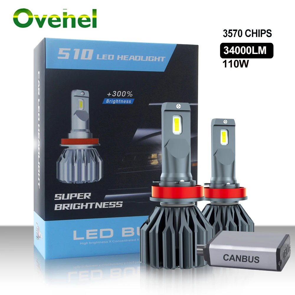 

OVEHEL 110W 34000LM Canbus H4 H7 LED Car Headlight H1 H8 H9 H11 9005 HB3 9006 HB4 LED 6000K 12V Bulb Lamp Auto Headlamp